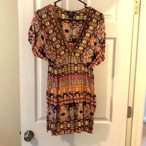 V neck Aztec print bathing suit coverup